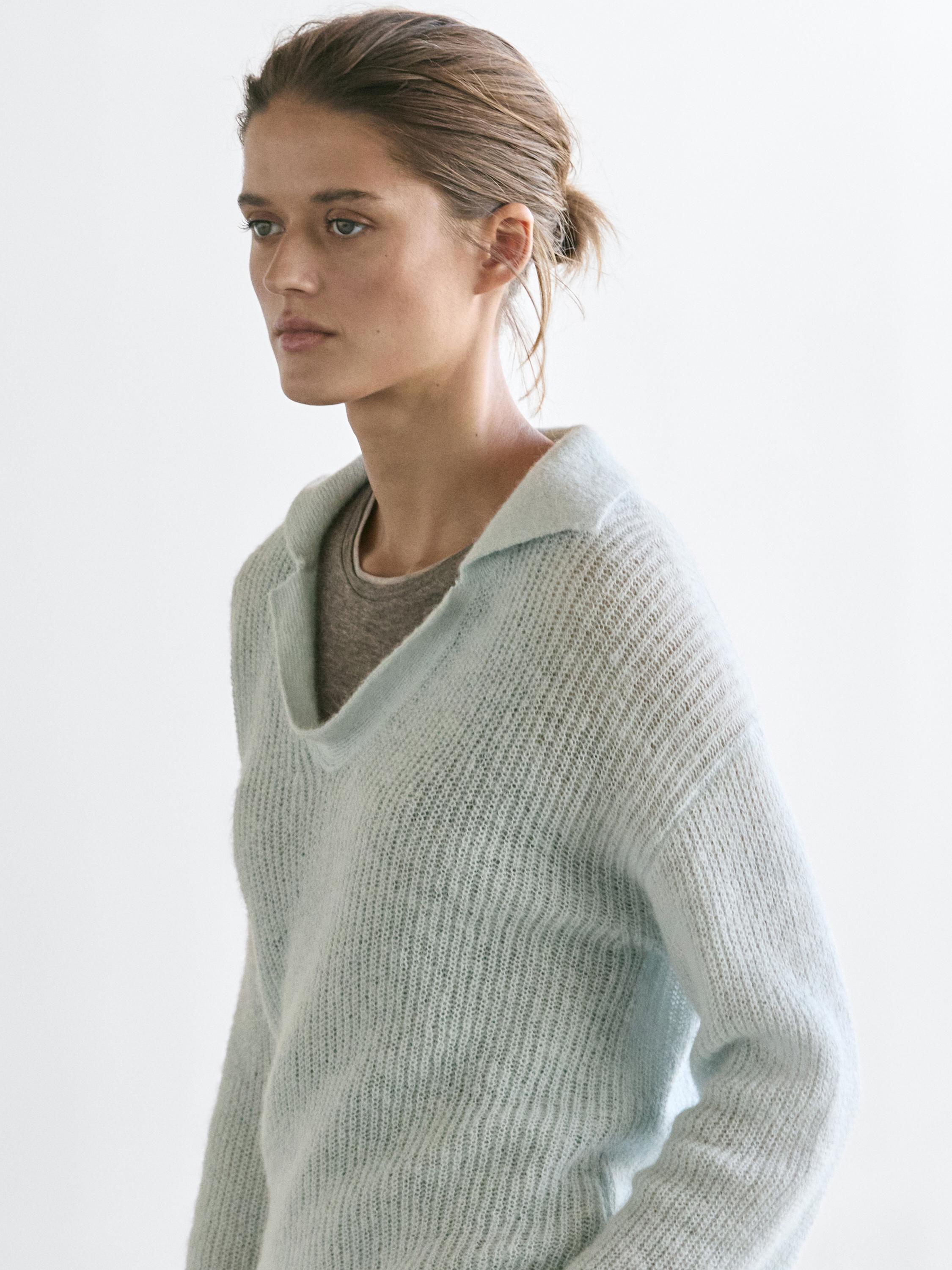 Alpaca blend knit polo sweater